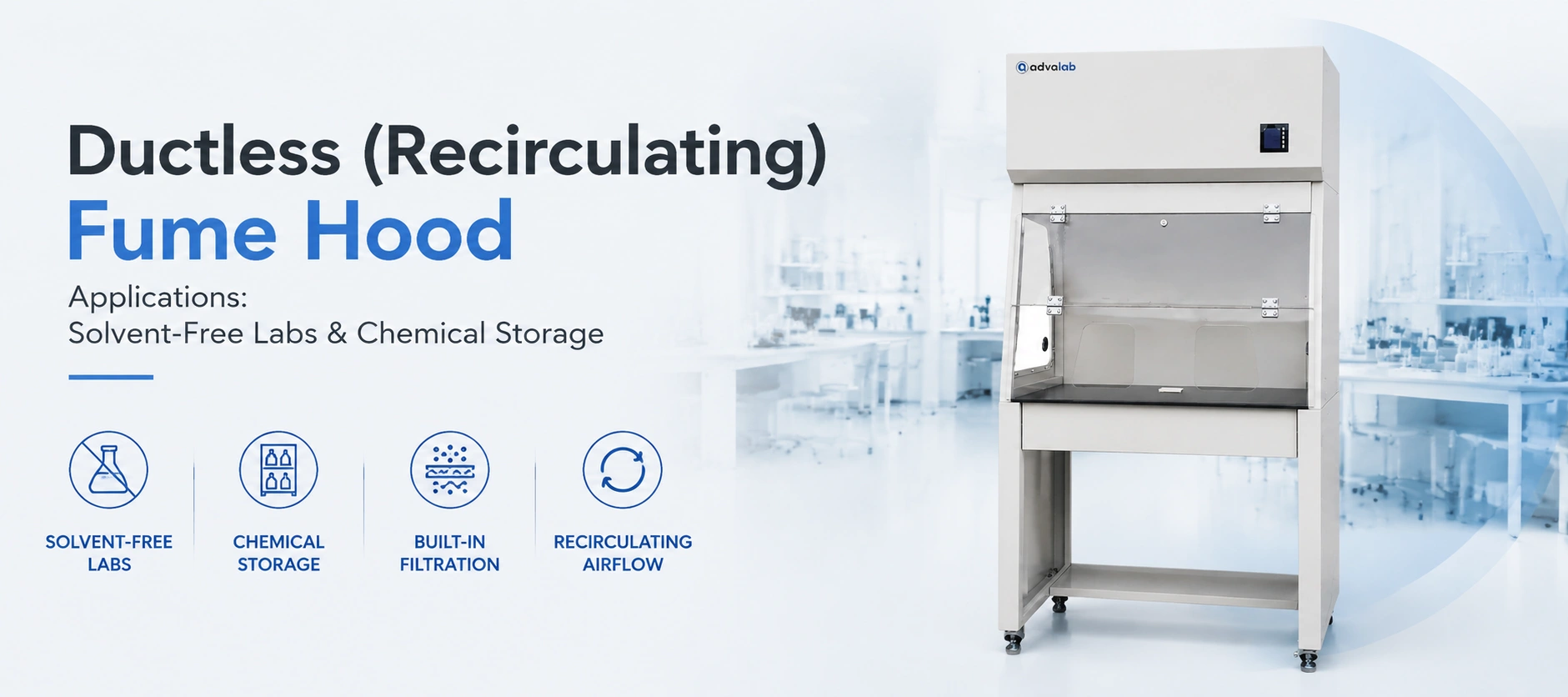 Ductless Recirculating Fume Hood Applications Solvent Free Labs and Chemical Storage