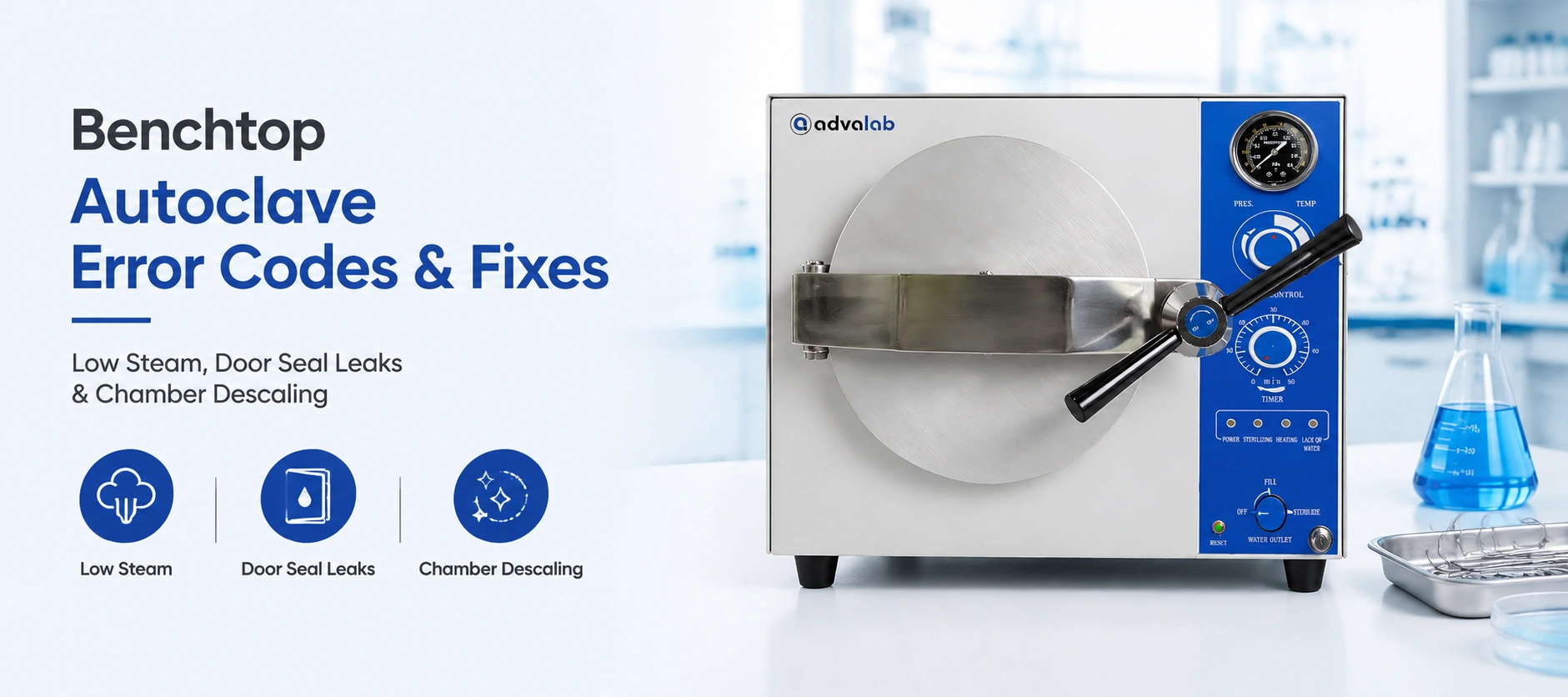 Benchtop Autoclave Error Codes and Fixes  Low Steam Door Seal Leaks and Chamber Descaling