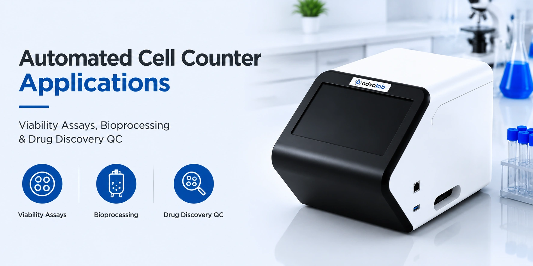 Automated Cell Counter Applications Viabililty Assays Bioprocessing and Drug Discovery QC