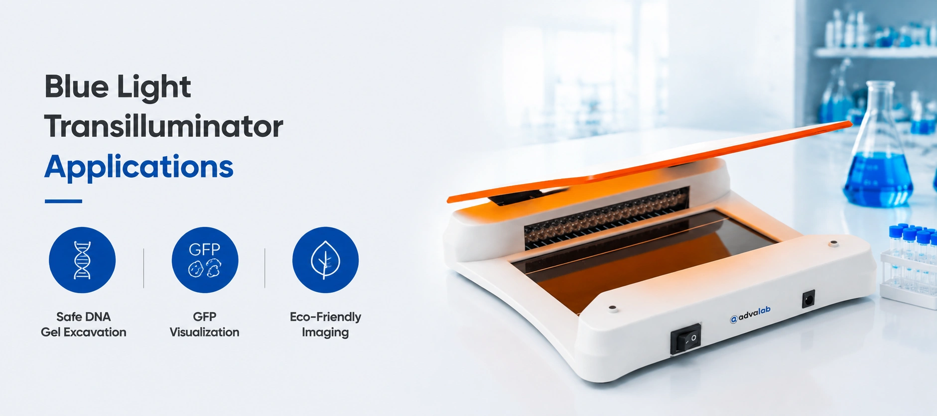 Blue Light Transilluminator Applications Safe DNA Gel Excavation GFP Visualization and Eco Friendly