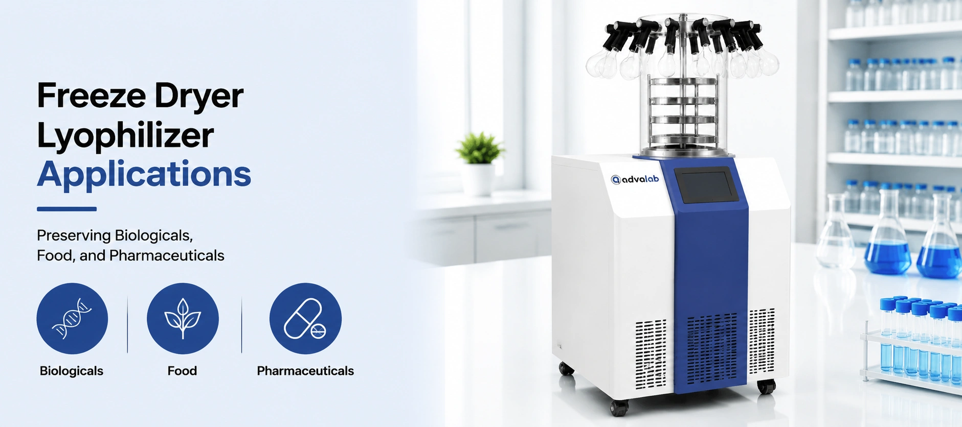 Freeze Dryer Lyophilizer Applications Preserving Biologicals Food and Pharmaceuticals