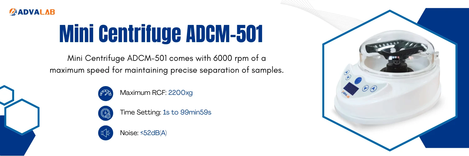Mini Centrifuge ADCM-501|Maximum RCF:2200xg|Time Setting:1s to 99min59s
