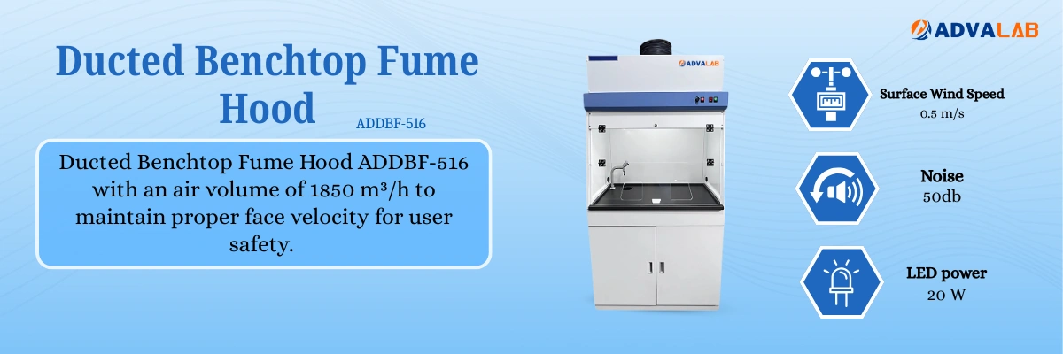 Ducted Benchtop Fume Hood ADDBF-516|Surface Wind Speed:0.5 m/s|Noise:50 db