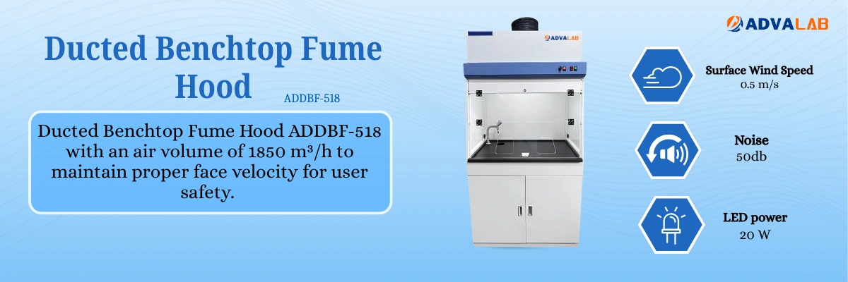 Ducted Benchtop Fume Hood ADDBF-518|Surface Wind Speed:0.5 m/s|Noise:50 db