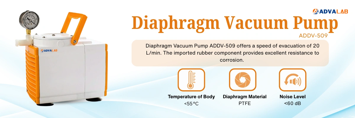 Diaphragm Vacuum Pump ADDV-509 | Temperature of Body <55 °C | Diaphragm Material PTFE
