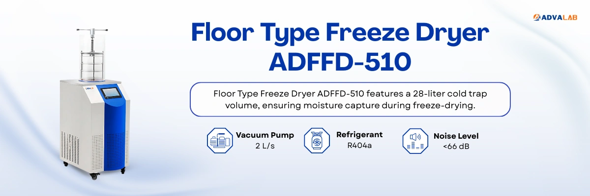 Floor Type Freeze Dryer ADFFD-510 | Cold Trap Temperature ≤ -60℃ | Freeze Drying Time 36 to 48 h 