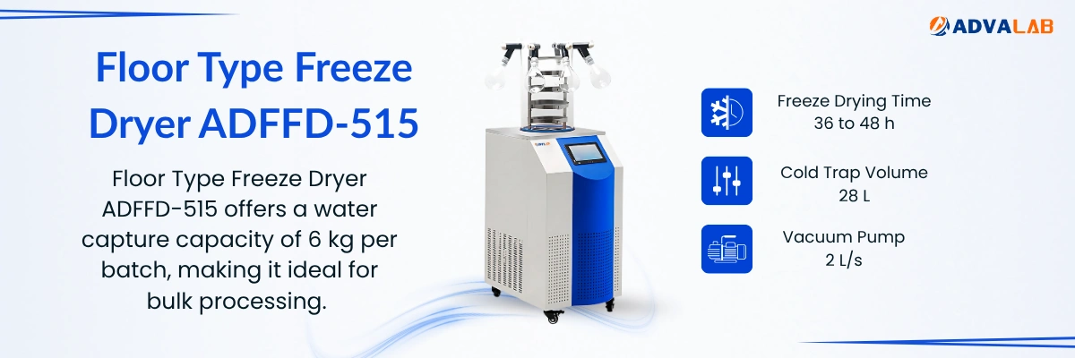 Floor Type Freeze Dryer ADFFD-515 | Cold Trap Temperature ≤ -60℃ | Freeze Drying Time 36 to 48 h