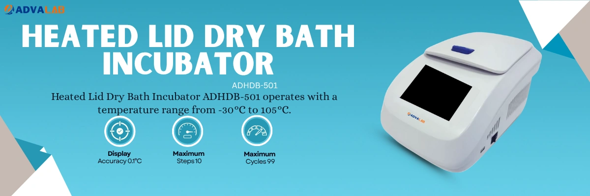 Heated Lid Dry Bath Incubator ADHDB-501 | Display Accuracy 0.1°C | Maximum Steps 10