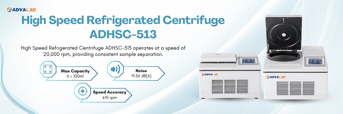 High Speed Refrigerated Centrifuge ADHSC-513|Maximum Capacity:6 × 100 ml|Speed Accuracy:±10 RPM