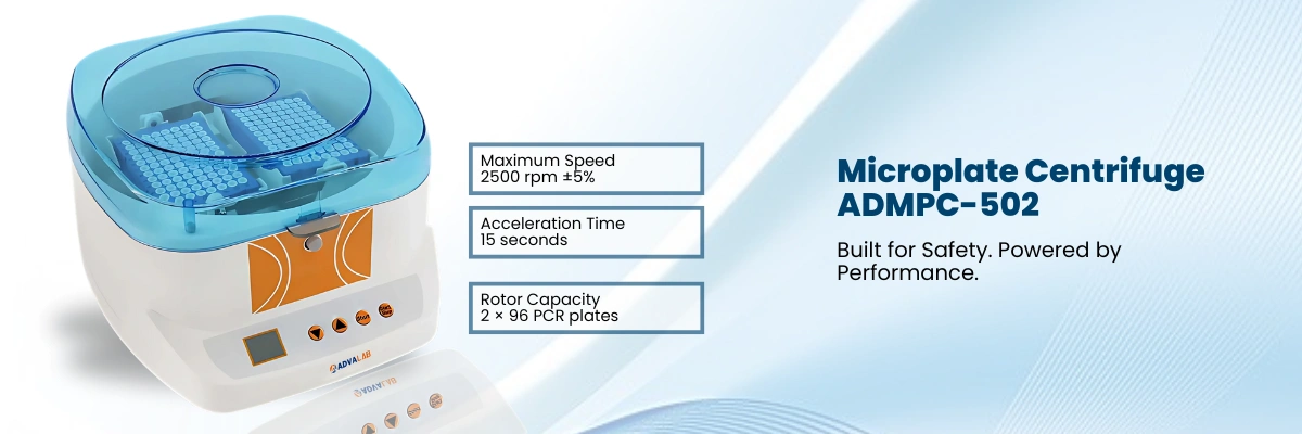 Microplate Centrifuge ADMPC-502 | Maximum Speed 2500 rpm ±5% | Rotation Direction	Anticlockwise (fixed direction)