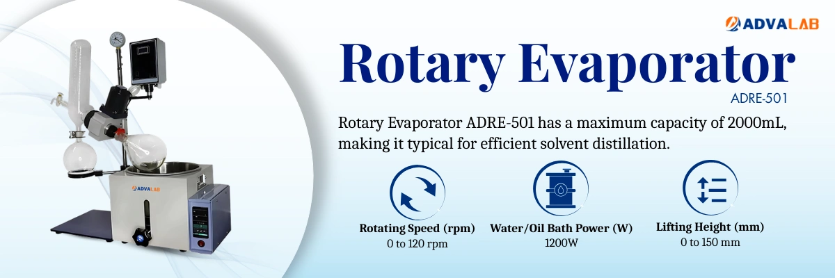 Rotary Evaporator ADRE-501 | Rotating Speed 0 to 120 rpm | Water/Oil Bath Power 1200W