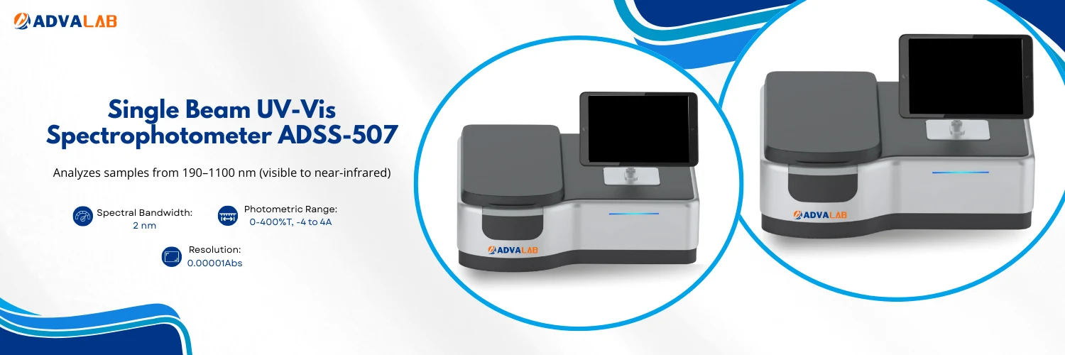 Single Beam UV-Vis Spectrophotometer ADSS-507|Spectral Bandwidth:2 nm|Resolution:0.00001 Abs