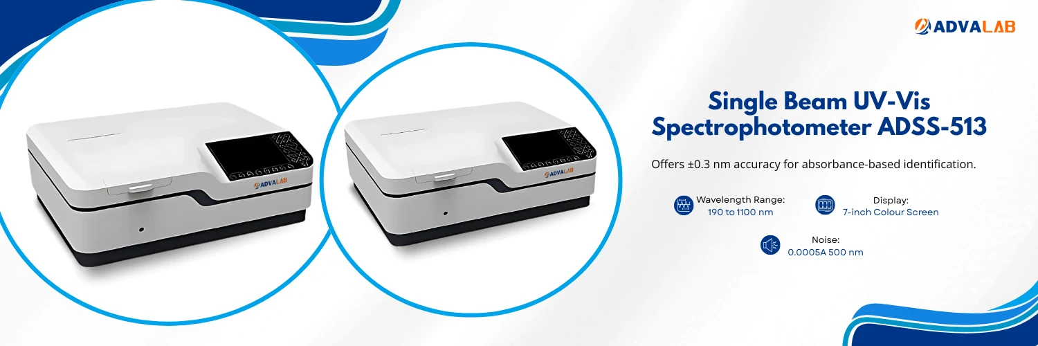 Single Beam UV-Vis Spectrophotometer ADSS-513|Wavelength Range:190 to 1100 nm|Noise:0.0005A 500 nm