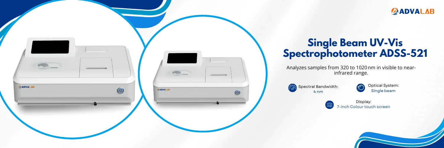 Double Beam Spectrophotometer ADDS-526|Spectral Bandwidth:4 nm|Display:7-inch Colour touch screen