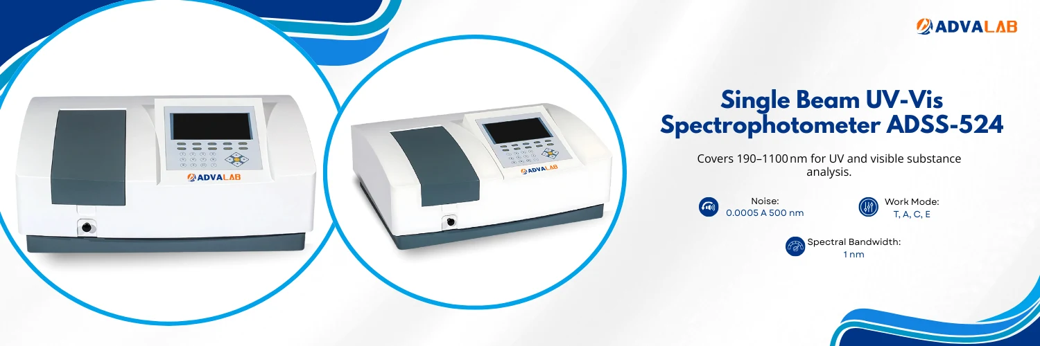 Single Beam UV-Vis Spectrophotometer ADSS-524|Spectral Bandwidth:1 nm|Noise:0.0005 A 500 nm